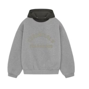 NEW Fear of God Essentials Nylon & Fleece Bonded Hoodie Dark Oatmeal + Ink S